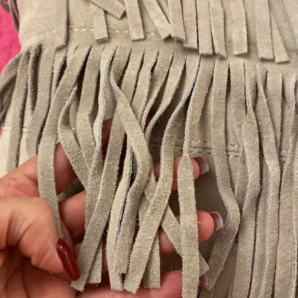 Genuine suede fringe Accent Pillow with Bohemian Charm